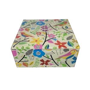 Bright Bird Design Beveled Glass Encased Jewelry or Trinket Box Paperchase
